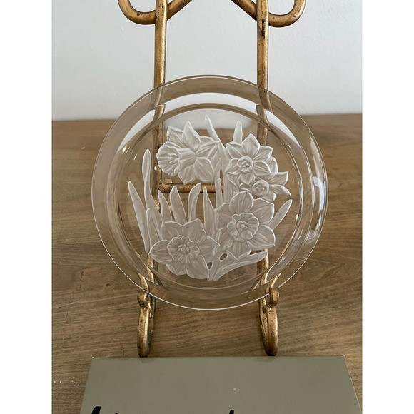 Vintage Vinardi Leaded Crystal Daffodil Plate 080-I Japan T Yamamoto - Picture 3 of 5